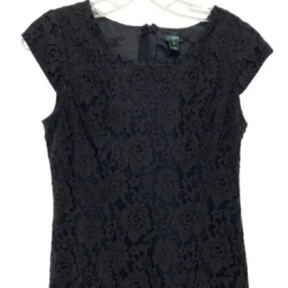 J Crew Black Floral Lace Sheath Dress